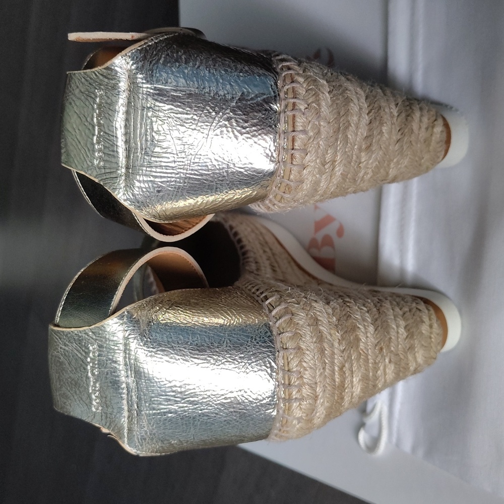 See By Chloe Gold Glyn Espadtille Wedge Sandals - Picture 3 of 4